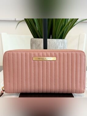 Donna Karan quilted zip around wallet